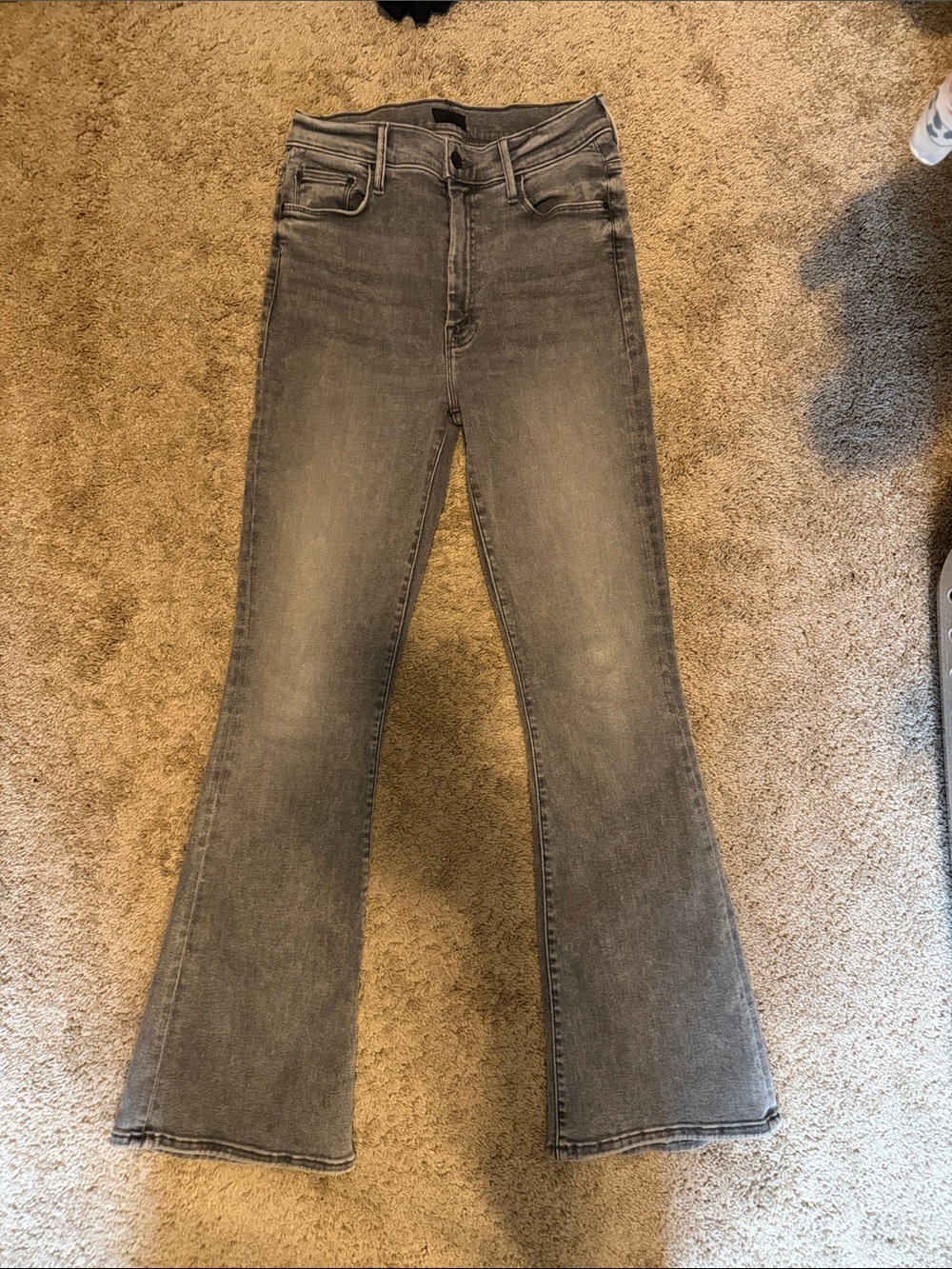 High-Rise Gray Flare Jeans